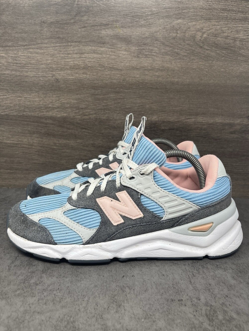 New Balance X-90 Size 10 Womens Blue Pink Grey Retro Chunky Running Sneakers